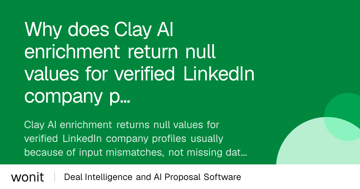 Why Clay AI Enrichment Returns Null for LinkedIn Profiles - Wonit Questions