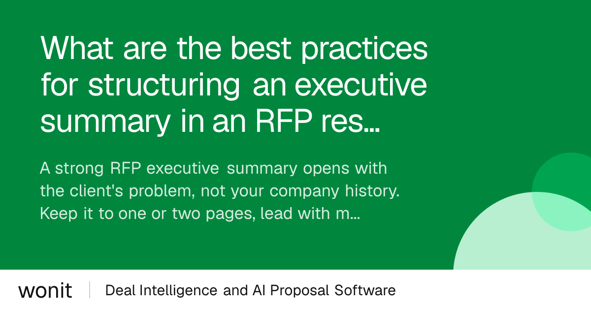 RFP Executive Summary: Best Practices for Structure - Wonit Questions