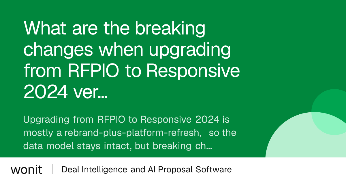 RFPIO to Responsive 2024: Breaking Changes Guide - Wonit Questions